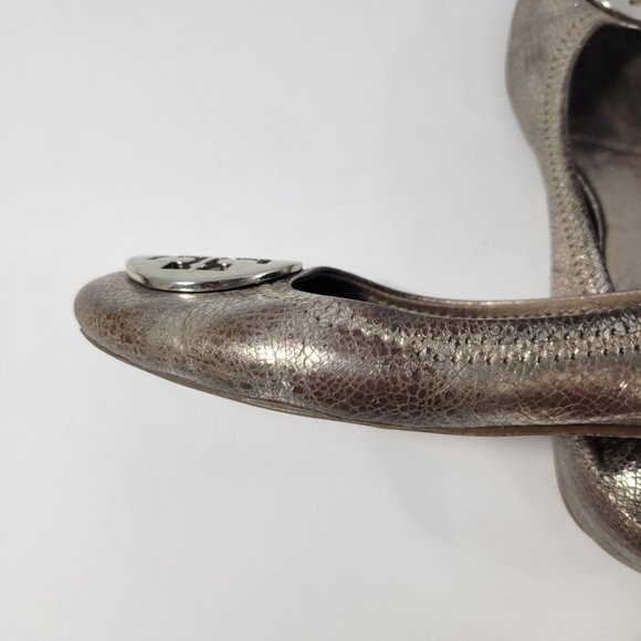 Tory Burch Reva Ballet Flat Silver Patent Leather NO SIZE TAG - Picture 12 of 12